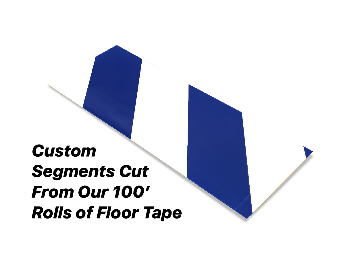 4 White Tape with Blue Chevrons - 100' Roll - Safety Floor Tape